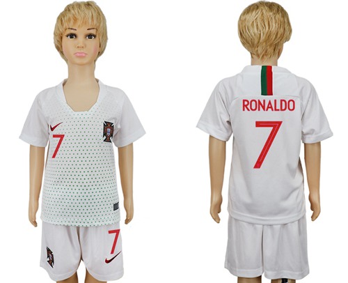 Portugal #7 Ronaldo Away Kid Soccer Country Jersey