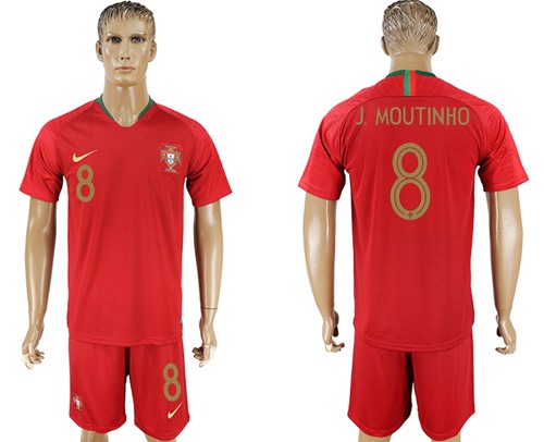 Portugal #8 J.Moutinho Home Soccer Country Jersey