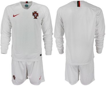 Portugal Blank Away Long Sleeves Soccer Country Jersey