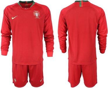 Portugal Blank Home Long Sleeves Soccer Country Jersey