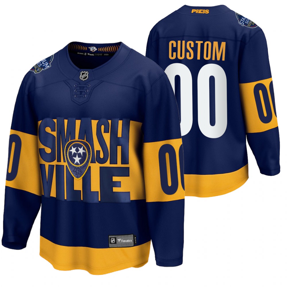 Predators #00 Custom Navy 2022 Stadium Series Jersey