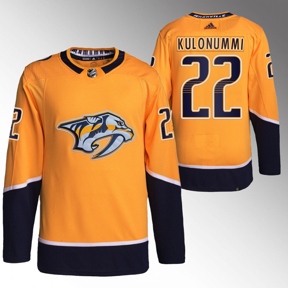 Predators 2022 NHL Draft Kasper Kulonummi Gold Jersey Authentic Primegreen Home