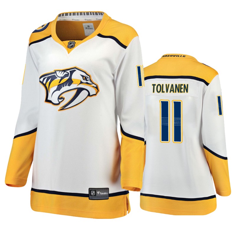 Predators Eeli Tolvanen White Breakaway Player Road Jersey