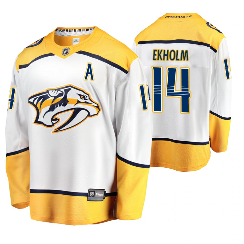 Predators Mattias Ekholm White Breakaway Player Away Jersey