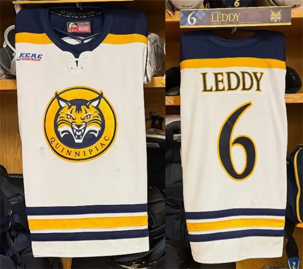 Quinnipiac Bobcats #6 Charlie Leddy Adidas 2026 White College Hockey Jersey 