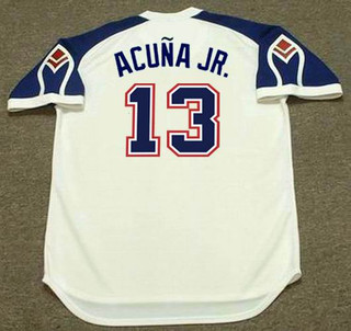 RONALD ACUNA JR. Atlanta Braves 1970's Home Majestic Throwback Baseball Jersey
