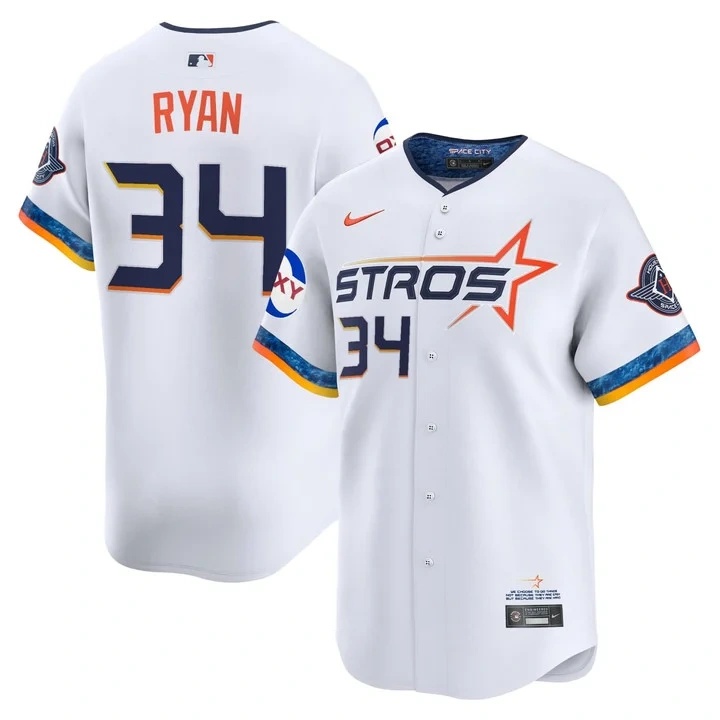 RYAN #34 Houston Astros White Jersey