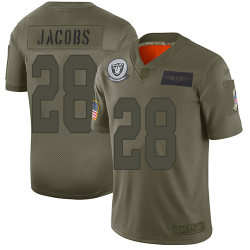 Raiders #28 Josh Jacobs Camo Men's Stitched Football Limited 2019 Salute To Service Jersey