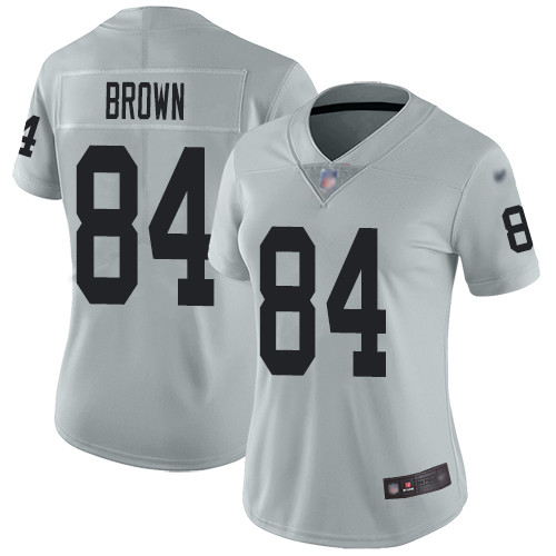 Raiders #84 Antonio Brown Silver Women's Stitched Football Limited Inverted Legend Jersey