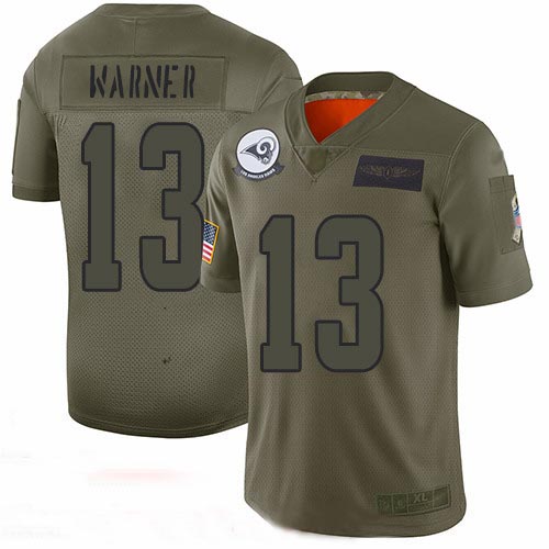 Rams #13 Kurt Warner Camo Men's Stitched Football Limited 2019 Salute To Service Jersey