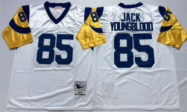Rams 85 Jack Youngblood White Throwback Jersey