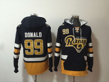 Rams 99 Aaron Donald Navy All Stitched Hooded Sweatshirt