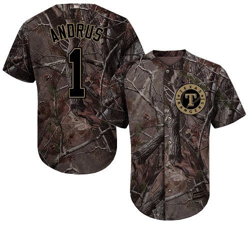 Rangers #1 Elvis Andrus Camo Realtree Collection Cool Base Stitched Youth Baseball Jersey