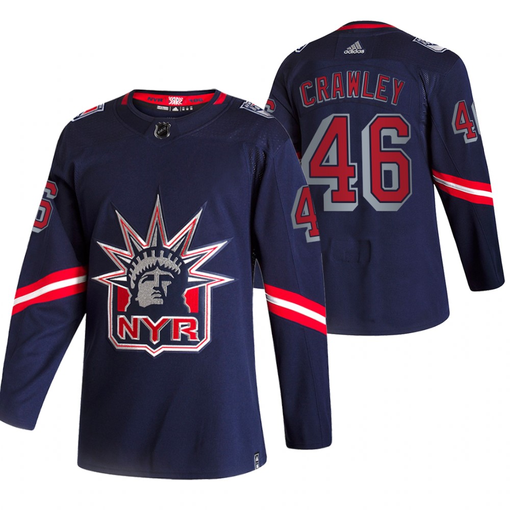 Rangers 2021 Reverse Retro #46 Brandon Crawley Navy Jersey Special Edition Authentic