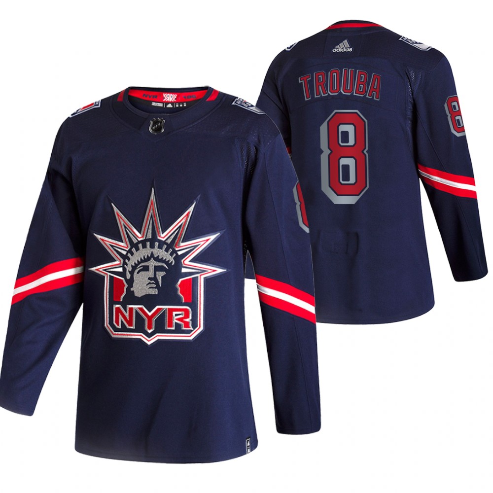 Rangers 2021 Reverse Retro #8 Jacob Trouba Navy Jersey Special Edition Authentic