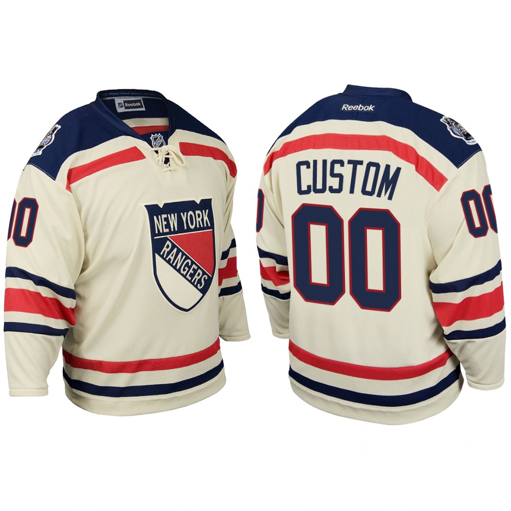 Rangers Custom White 2012 Winter Classic Replica Men Jersey