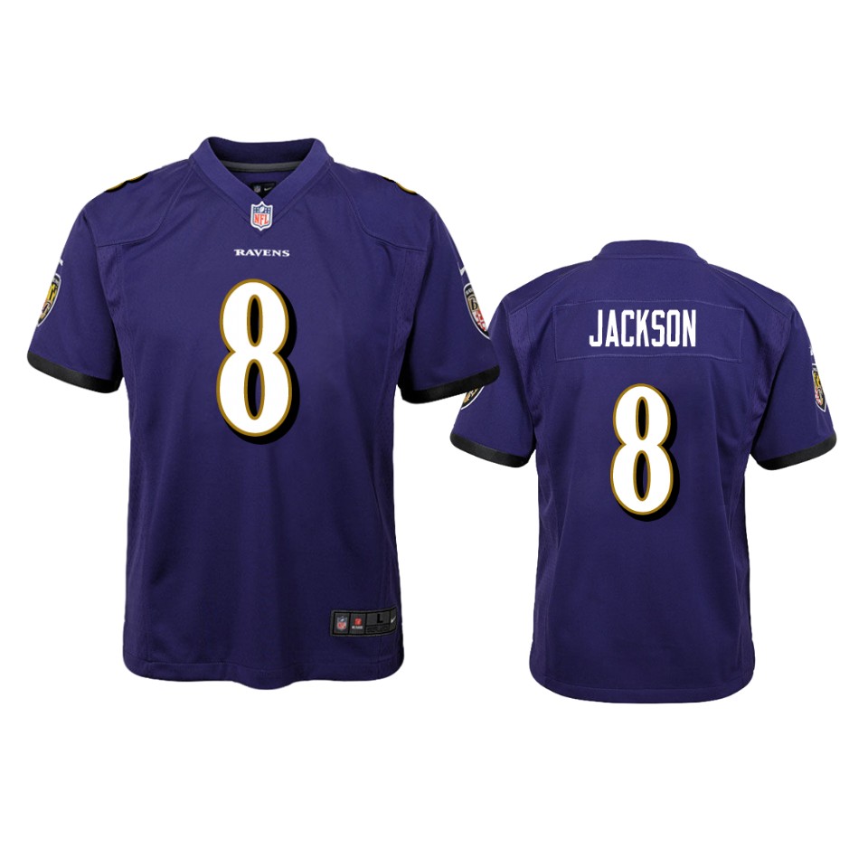 Ravens Purple Lamar Jackson Game Jersey Youth