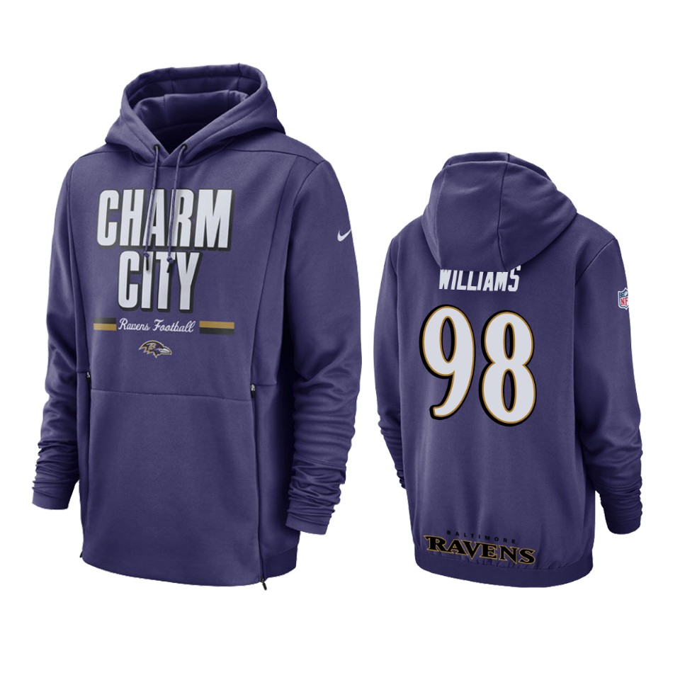 Ravens Sideline Lockup Purple Brandon Williams Pullover Hoodie