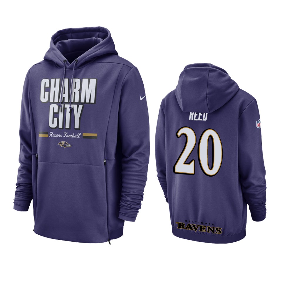 Ravens Sideline Lockup Purple Ed Reed Pullover Hoodie