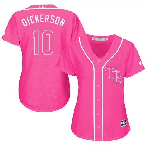 Rays #10 Corey Dickerson Pink Fashion Women's Stitched MLB Jersey