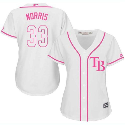Rays #33 Derek Norris White Pink Fashion Women's Stitched MLB Jersey