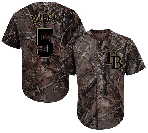 Rays #5 Matt Duffy Camo Realtree Collection Cool Base Stitched Youth Baseball Jersey