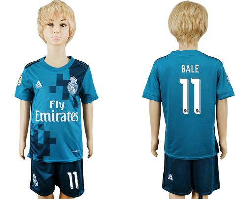 Real Madrid #11 Bale Sec Away Kid Soccer Club Jersey