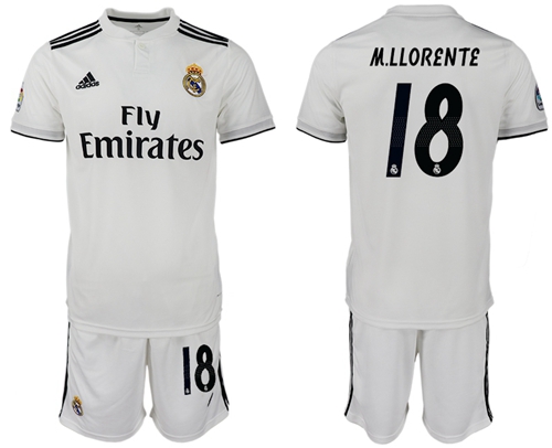 Real Madrid #18 M.LLORENTE White Home Soccer Club Jersey