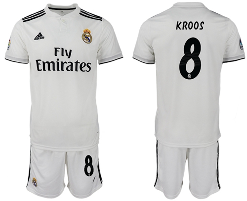 Real Madrid #8 Kroos White Home Soccer Club Jersey