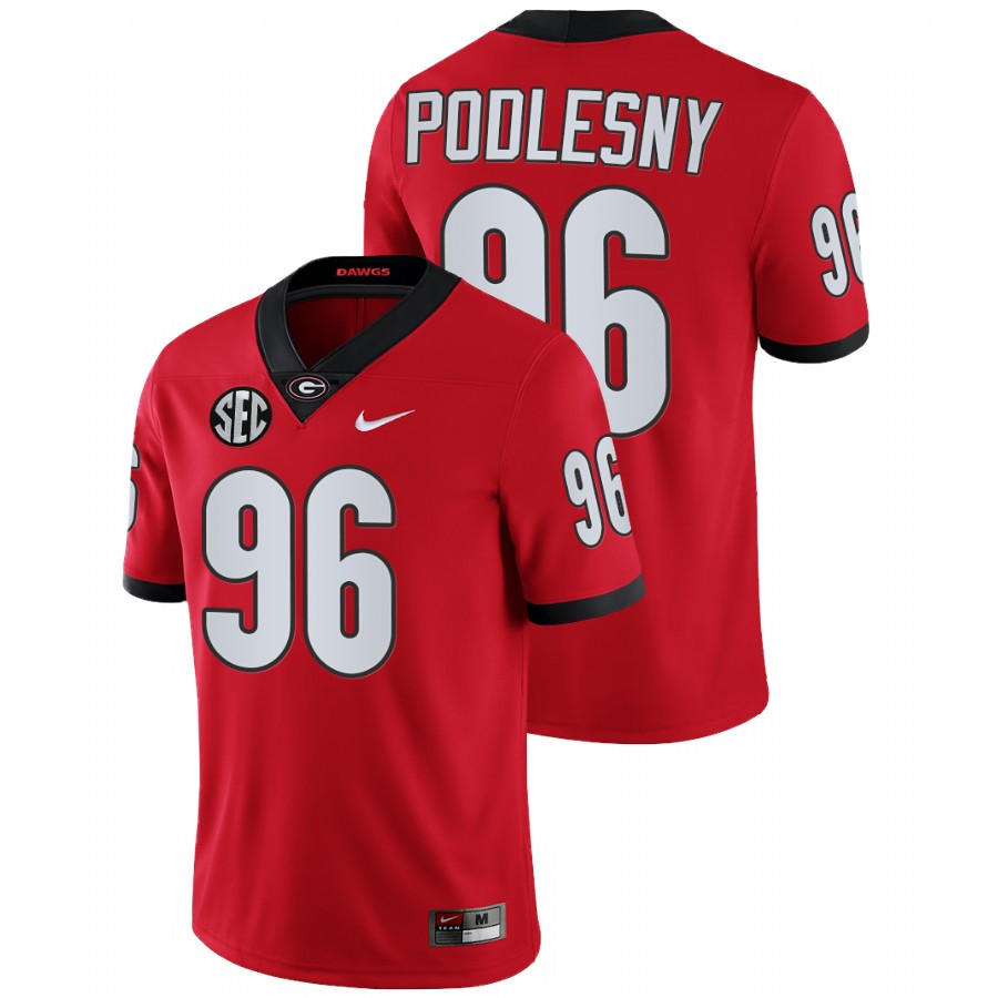 Red Men Georgia Bulldogs Jack Podlesny College Football Game Jersey