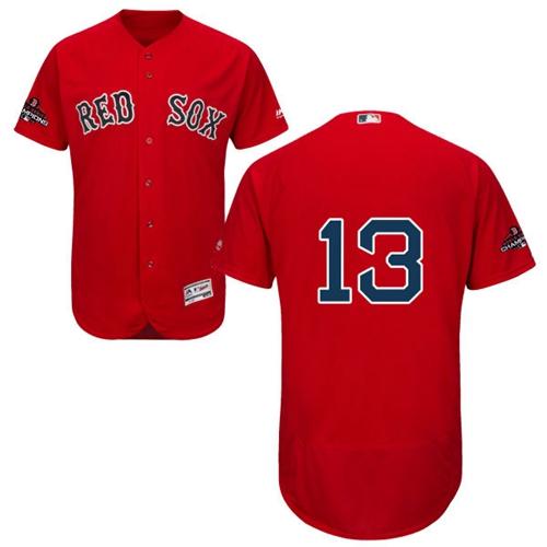 Red Sox #13 Hanley Ramirez Red Flexbase Authentic Collection 2018 World Series Champions Stitched MLB Jersey