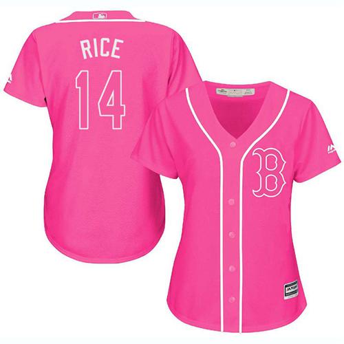 Red Sox #14 Jim Rice Pink Fashion Women's Stitched MLB Jersey