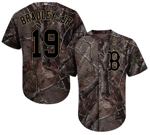 Red Sox #19 Jackie Bradley Jr Camo Realtree Collection Cool Base Stitched Youth Baseball Jersey