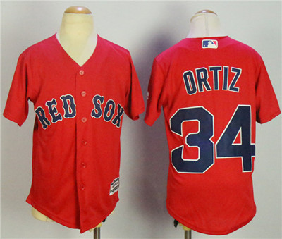 Red Sox #34 David Ortiz Red Youth Cool Base Jersey