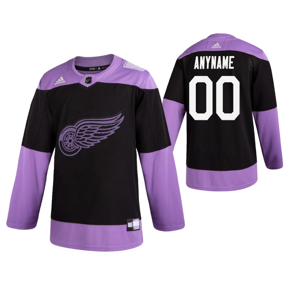 Red Wings #00 Custom Practice Hockey Fights Cancer Jersey Black