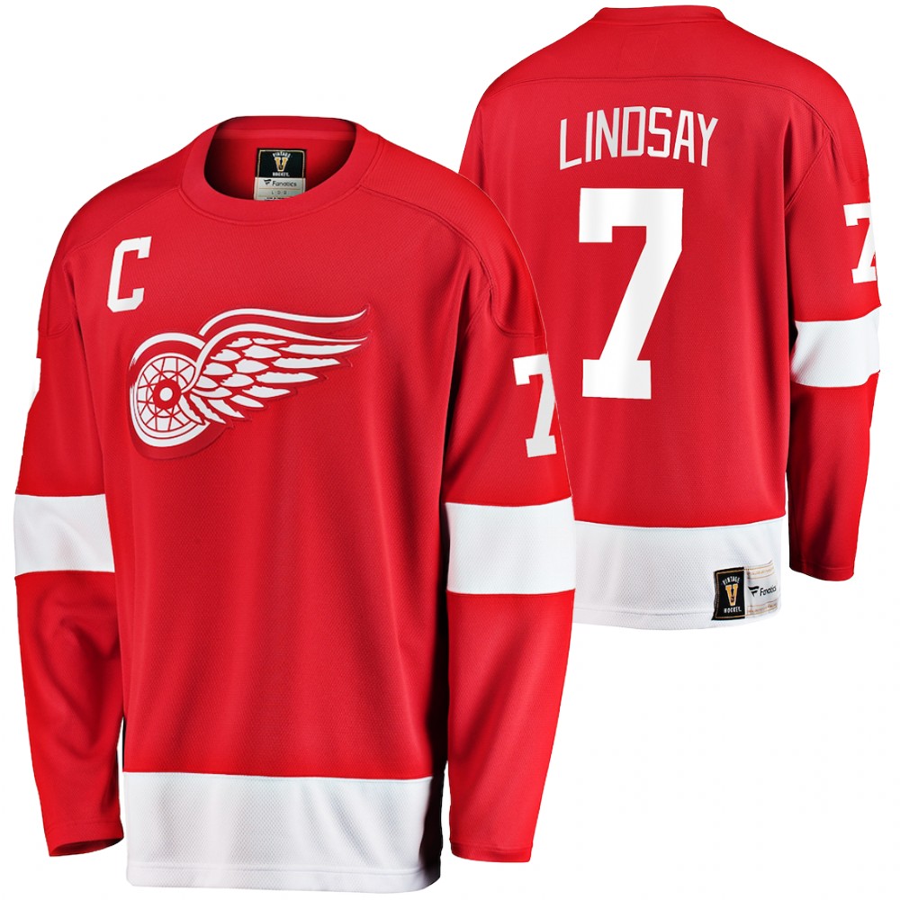 Red Wings #1 Ted Lindsay Red Retired Player Jersey