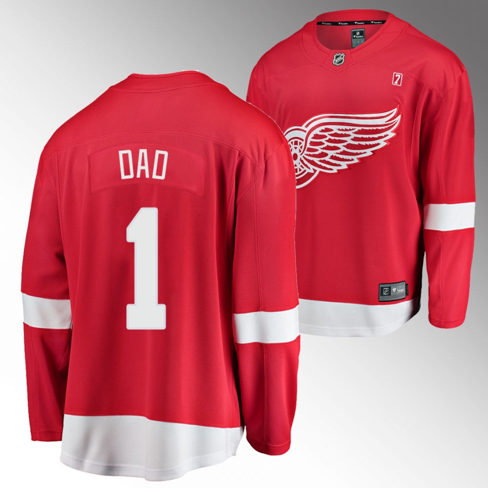 Red Wings 2022 Fathers Day Gift Red Jersey NO.1 Dad