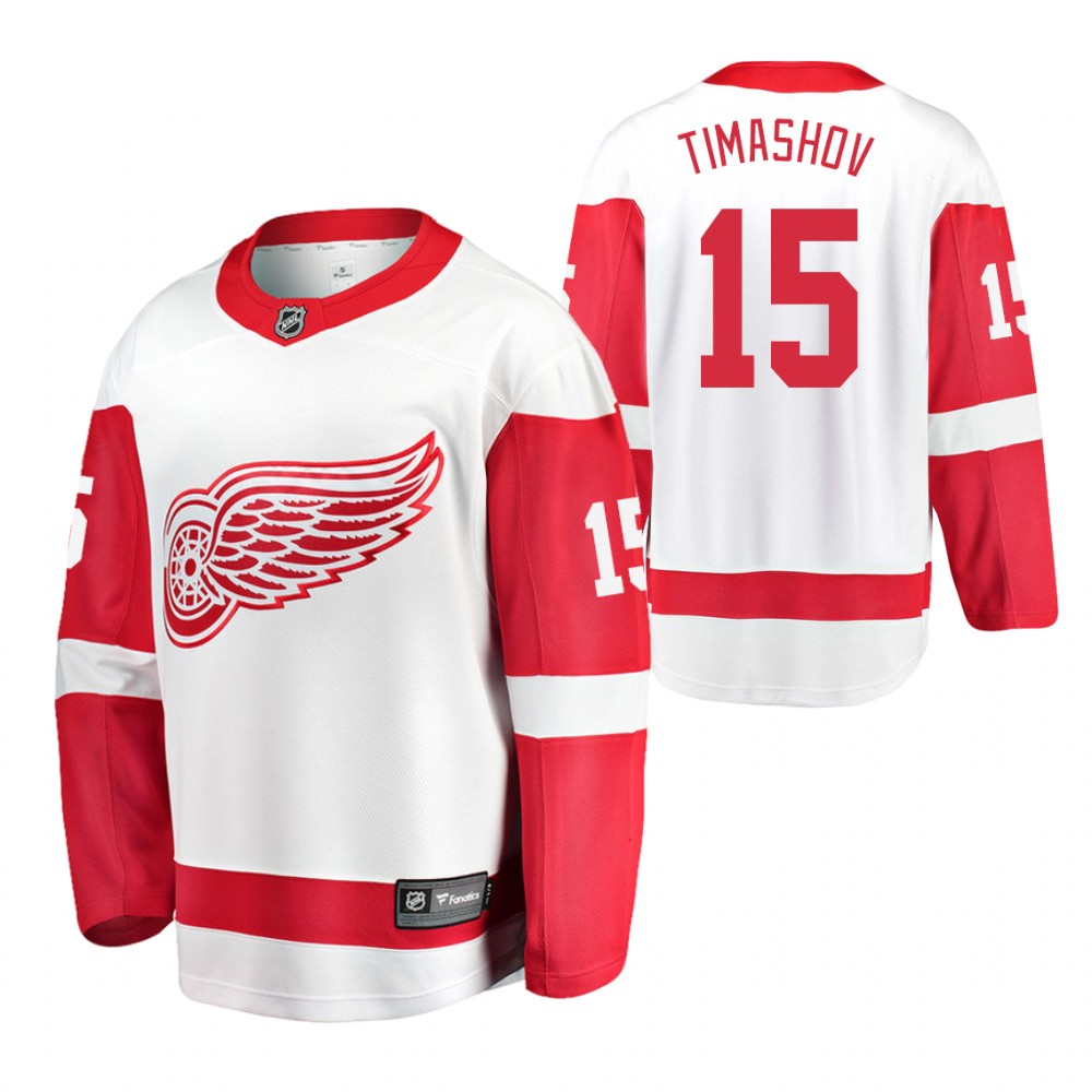 Red Wings Dmytro Timashov Jersey Away White Breakaway Player Men
