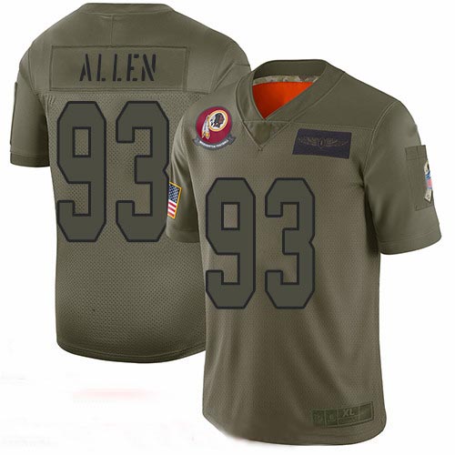 Redskins #93 Jonathan Allen Camo Men's Stitched Football Limited 2019 Salute To Service Jersey