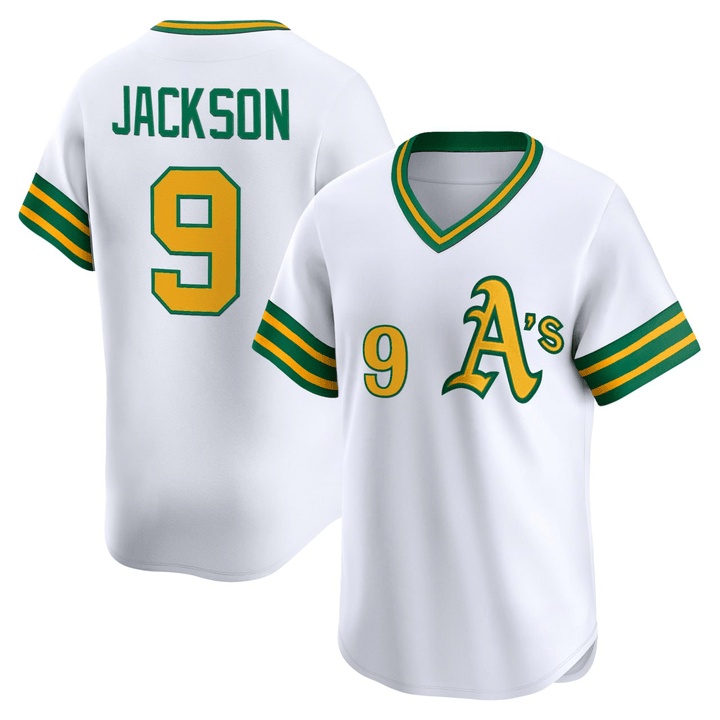 Reggie Jackson #9 Oakland Athletics White Baseball Jersey