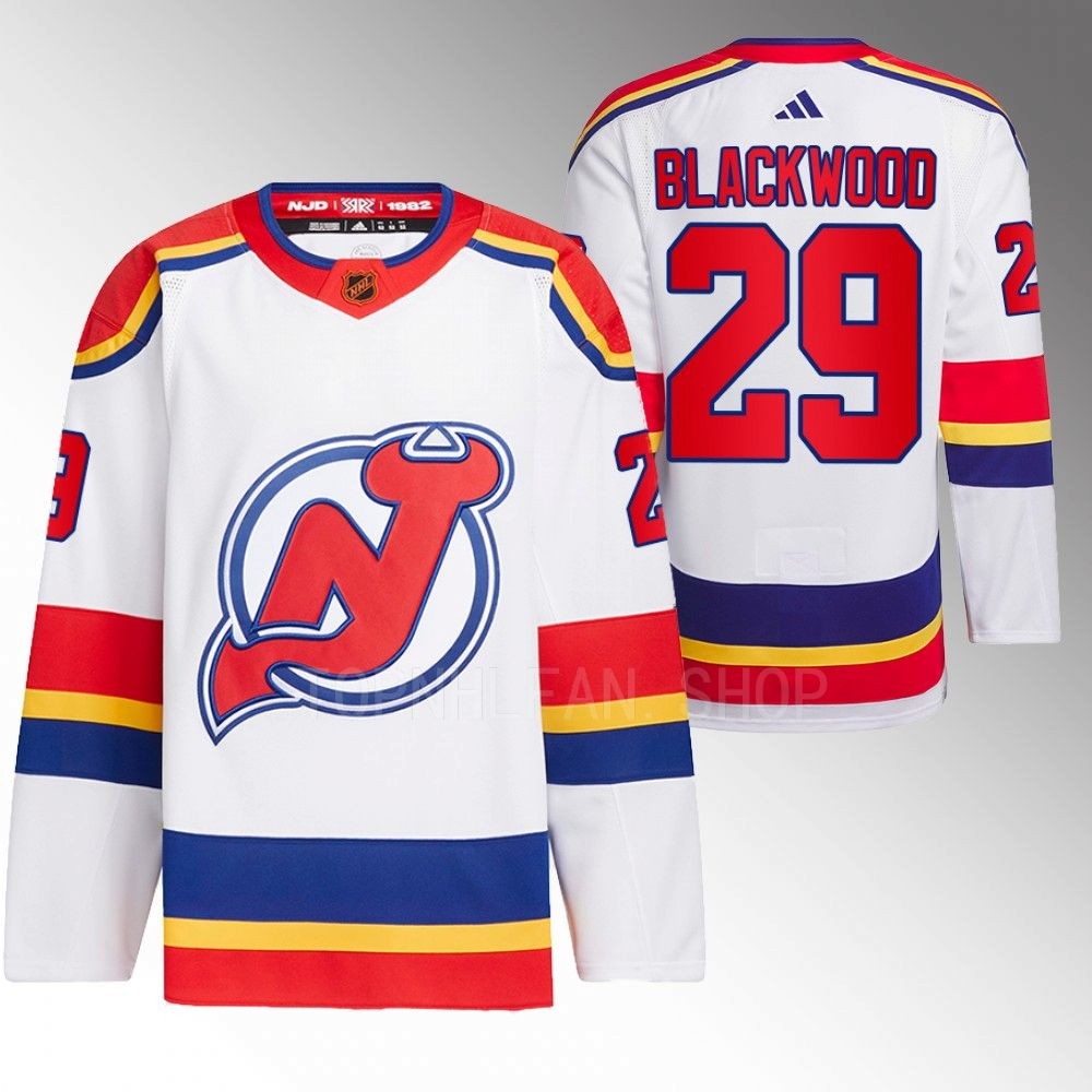 Reverse Retro 2.0 New Jersey Devils Mackenzie Blackwood 2022 White Authentic Primegreen Jersey men's