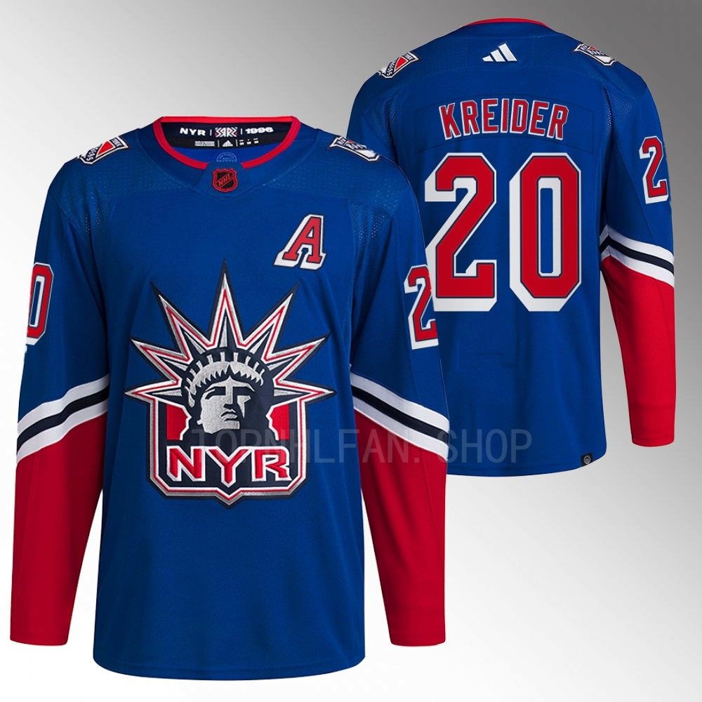 Reverse Retro 2.0 New York Rangers Chris Kreider 2022 Blue Authentic Primegreen Jersey men's