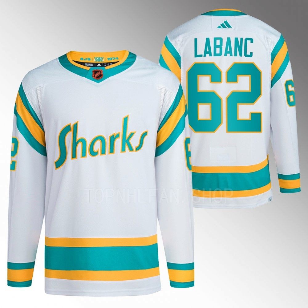 Reverse Retro 2.0 San Jose Sharks Kevin Labanc 2022 White Authentic Primegreen Jersey men's