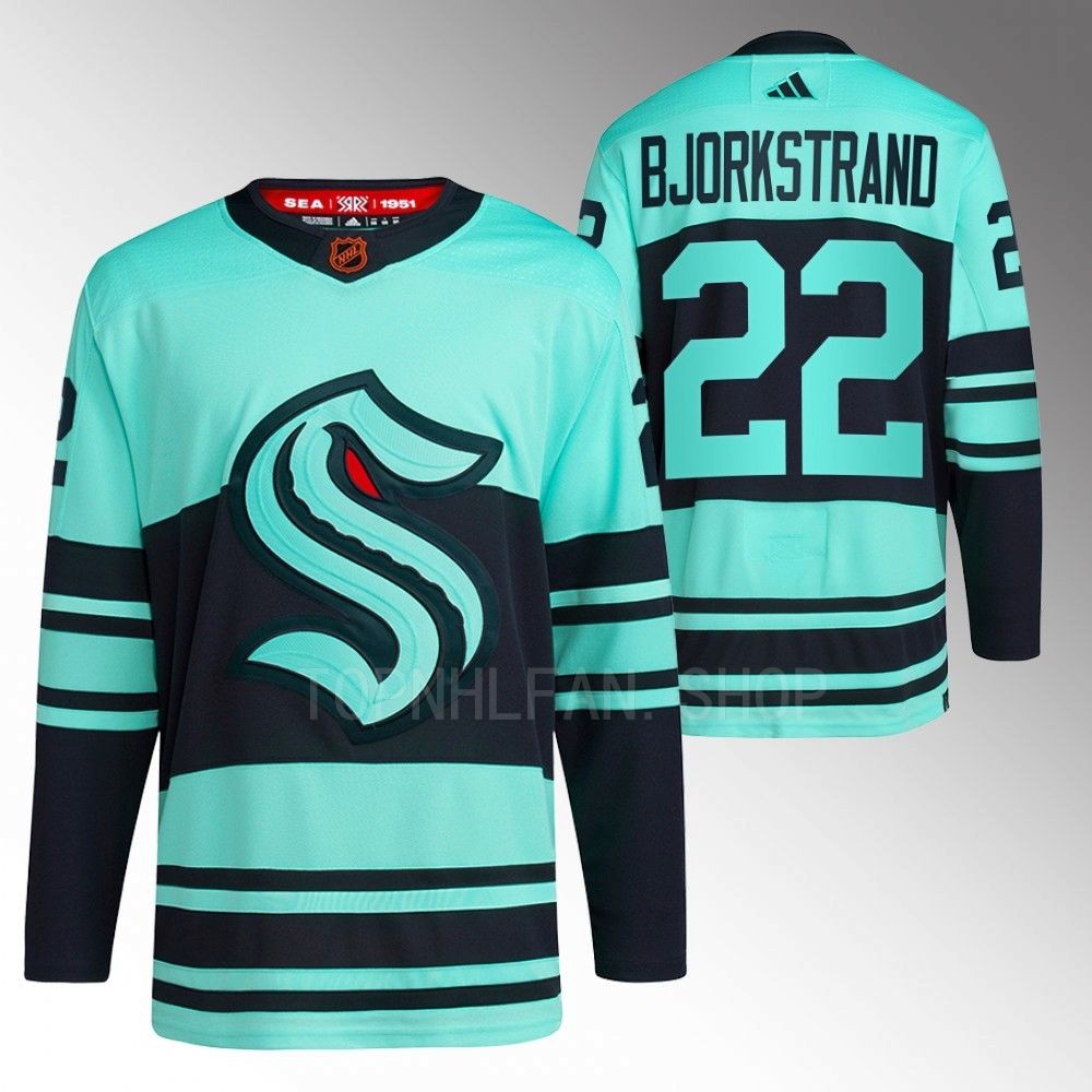 Reverse Retro 2.0 Seattle Kraken Oliver Bjorkstrand 2022 Ice Blue Authentic Primegreen Jersey men's