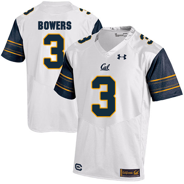Ross Bowers California Golden Bears Men's Jersey - #3 NCAA White Stitched Authentic
