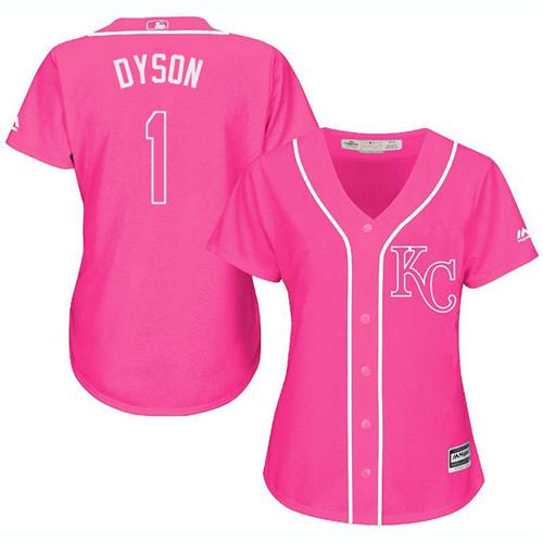 Royals #1 Jarrod Dyson Pink Fashion Women's Stitched MLB Jersey