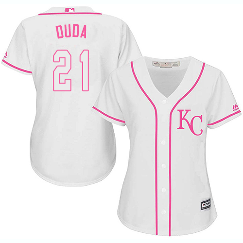 Royals #21 Lucas Duda White Pink Fashion Women's Stitched MLB Jersey