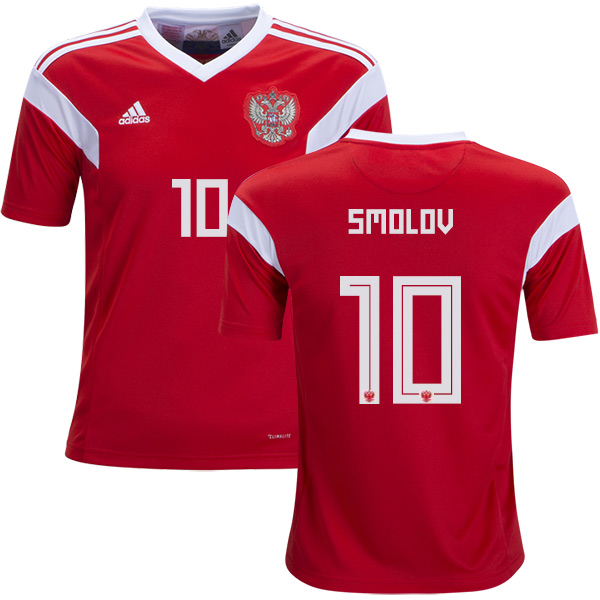 Russia #10 Smolov Home Kid Soccer Country Jersey