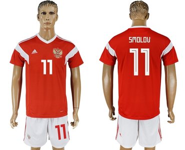 Russia #11 Smolov Home Soccer Country Jersey