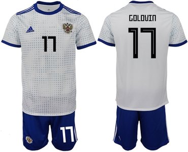 Russia #17 Golovin Away Soccer Country Jersey